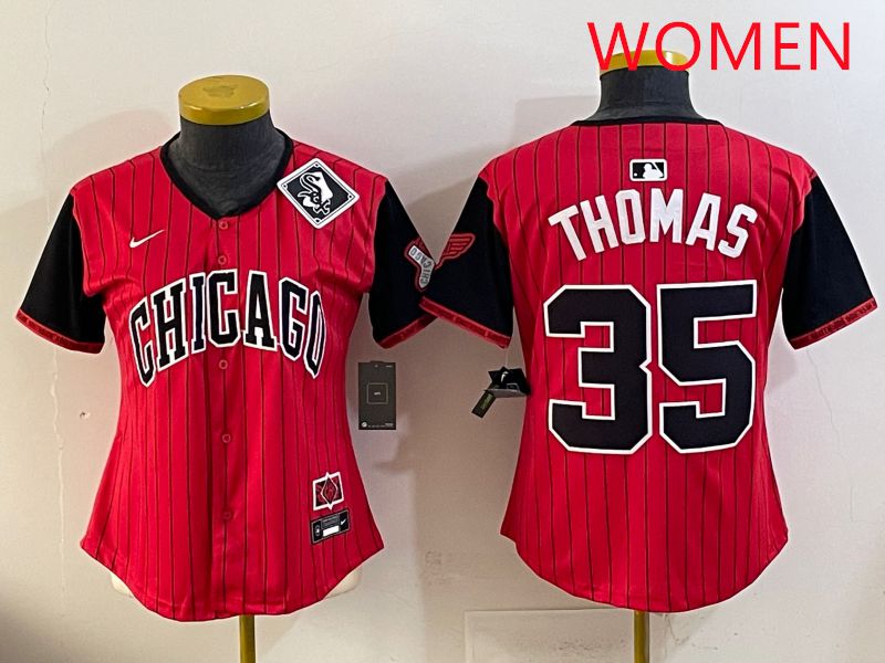Women 2025 Chicago White Sox #35 Thomas Red Joint Name Nike MLB Jersey style 14->women mlb jersey->Women Jersey
